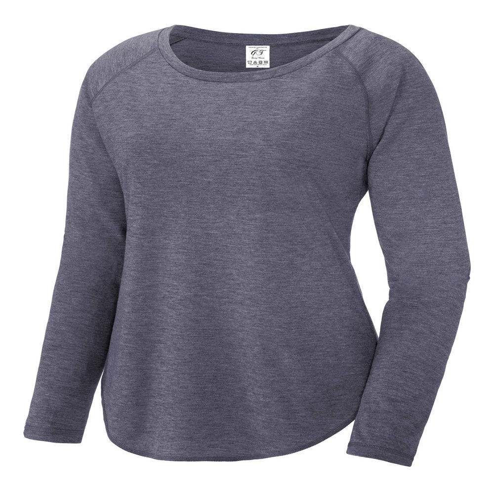 Gravity Threads Ladies Tri-Blend Moisture Wicking Performance Scoop Long Sleeve, True Navy 2XL