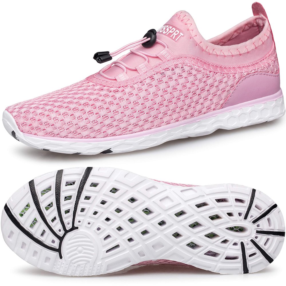 DOUSSPRT Women's Water Shoes Quick Drying Sports Aqua Shoes Pink Size 9.5