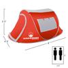 Pop-up Tent 2 Person, Water Resistant Barrel Style Tent for Camping with Rain Fly and Carry Bag, Sunchaser 2-Person Tent by Wakeman Outdoors (Red) view 2