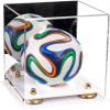 Better Display Cases Acrylic Mini - Miniature (not Full Size) Soccer Ball Display Case with Mirror Case, Gold Risers and White Base (B03/A015) view 1