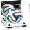Better Display Cases Acrylic Mini - Miniature (not Full Size) Soccer Ball Display Case with Mirror Case, Black Risers and White Base (B03/A015) view 1