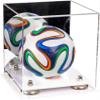 Better Display Cases Acrylic Mini - Miniature (not Full Size) Soccer Ball Display Case with Mirror Case, Silver Risers and White Base (B03/A015) view 1