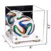 Better Display Cases Acrylic Mini - Miniature (not Full Size) Soccer Ball Display Case with Mirror Case, Silver Risers and White Base (B03/A015) view 2