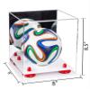 Better Display Cases Acrylic Mini - Miniature (not Full Size) Soccer Ball Display Case with Mirror Case, Red Risers and White Base (B03/A015) view 2