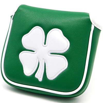 barudan golf Lucky Clover Heel Shaft Putter Cover Square Mallet Putter Headcover Magnetic for Scotty Cameron 6M DB Taylormade Spider S Ping Green Pu Leather Made for Golfer Men