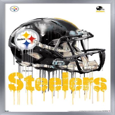 Trends International NFL Pittsburgh Steelers - Drip Helmet 20 Wall Poster, 22.375" x 34", Silver Framed Version