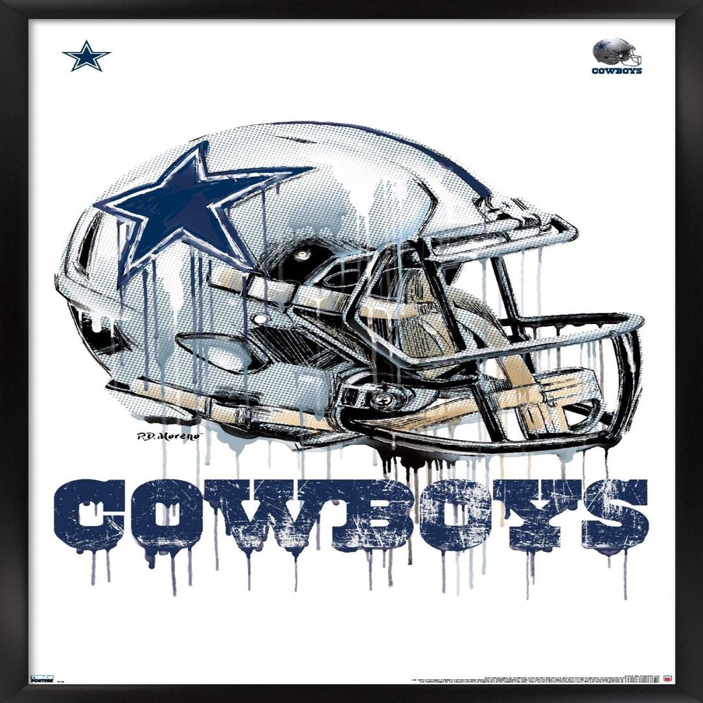 Trends International NFL Dallas Cowboys - Drip Helmet 20 Wall Poster, 22.375" x 34", Black Framed Version