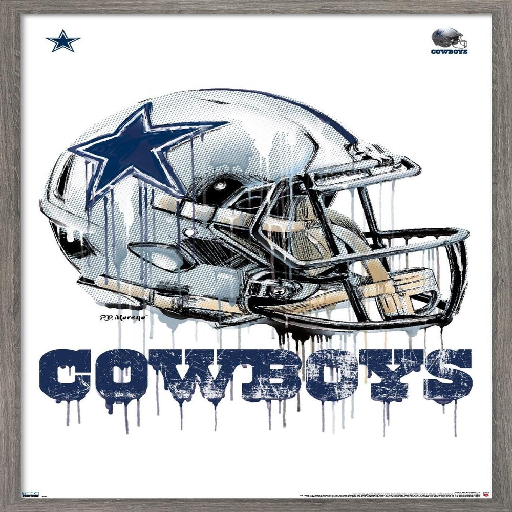 Trends International NFL Dallas Cowboys - Drip Helmet 20 Wall Poster, 22.375" x 34", Barnwood Framed Version