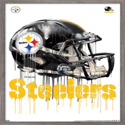 Trends International NFL Pittsburgh Steelers - Drip Helmet 20 Wall Poster, 22.375" x 34", Barnwood Framed Version