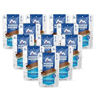 Mountain House Mint Chocolate Chip Ice Cream Sandwich Freeze Dried Backpacking & Camping Food 12-Pack