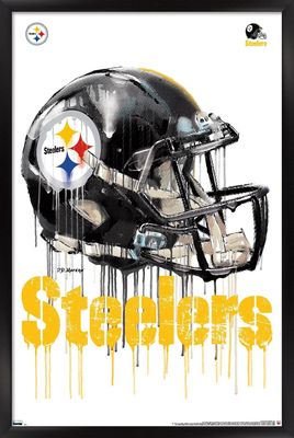 Trends International NFL Pittsburgh Steelers - Drip Helmet 20 Wall Poster, 22.375" x 34", Black Framed Version