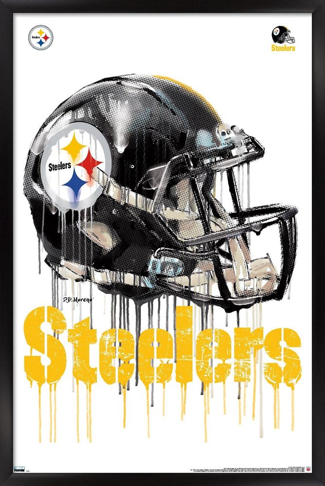 Trends International NFL Pittsburgh Steelers - Drip Helmet 20 Wall Poster, 22.375" x 34", Black Framed Version