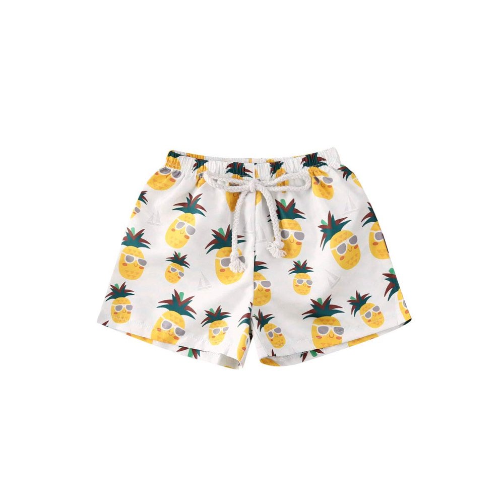 Baby Boy Girl Hawaiian Beach Shorts Swim Trunks Pineapple Fruit Leaf Cartoon Print Casual Broad Shorts Swimwear 0-4T (Pineapple Beach Shorts, 6-12 Months)