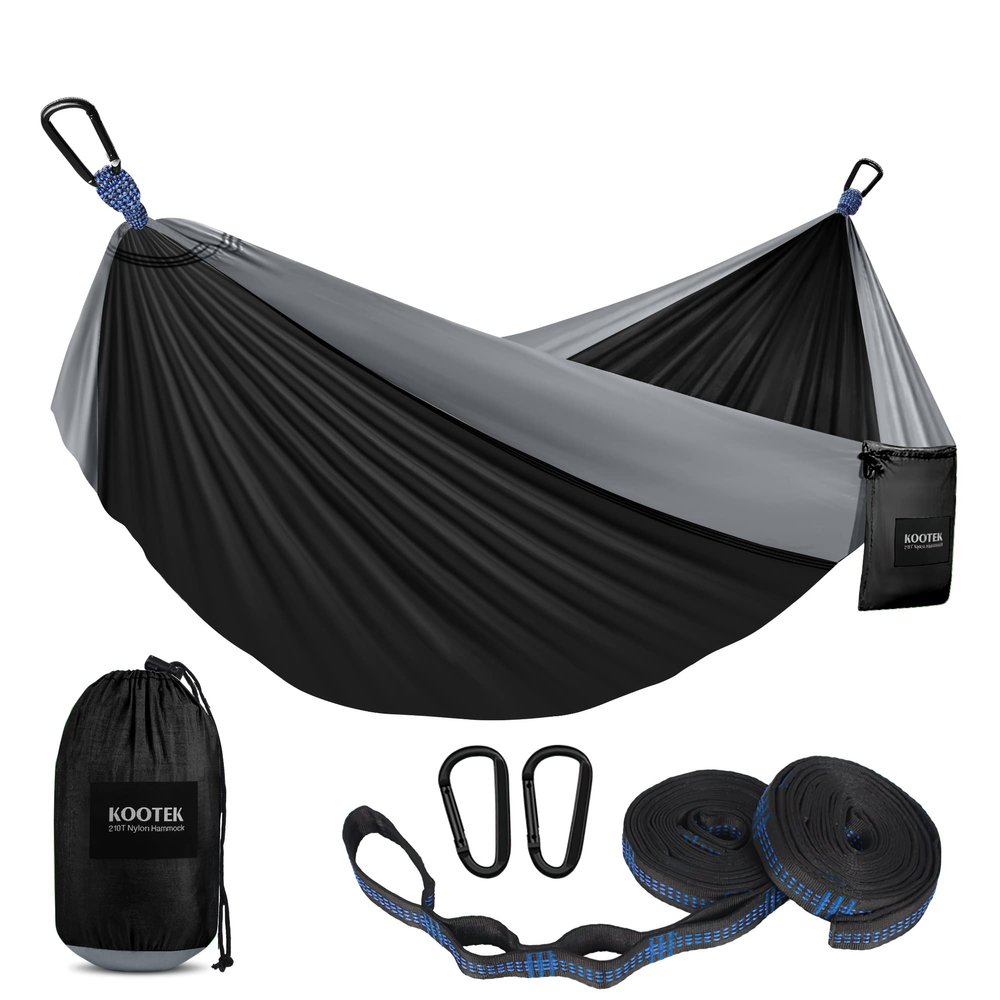 Kootek Camping Hammock 400 lbs Capacity, Portable Hammocks with Tree Straps & Attached Carry Bag, Camping Essentials Gear, Perfect for Outside Indoor Hiking Beach Backpack Travel