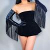 DooWay Long Fringe Gloves Black Women Cowgirl TOUCHSCREEN Faux Lambskin Long Tassle Leather Gloves for Halloween Costume Cosplay view 4