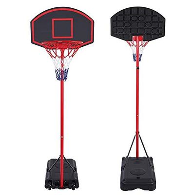 Best Gift Portable Removable Adjustable Teenager Basketball Rack Black & Red Height Adjustable Portable Basketball System, 1.6m~2.18m