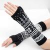 Black Winter Warm Arm Sleeve Thumb Hole Gloves Fingerless Mittens Knitted Snowflake Arm Warmer for Womens view 2