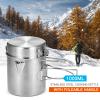 Lixada Camping Cooking Kettle 1L Stainless Steel Pot with Foldable Handle and Dual Use Cover Portable for Hiking Backpacking Picnic view 2