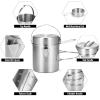 Lixada Camping Cooking Kettle 1L Stainless Steel Pot with Foldable Handle and Dual Use Cover Portable for Hiking Backpacking Picnic view 4