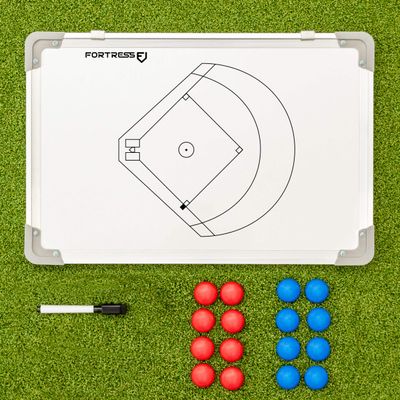 FORZA 18in x 12in Double-Sided Sports Coaching Whiteboard | 13 Sports Options - Magnetic Markers, Pen, and Eraser Included (Baseball, Without Carry Bag)