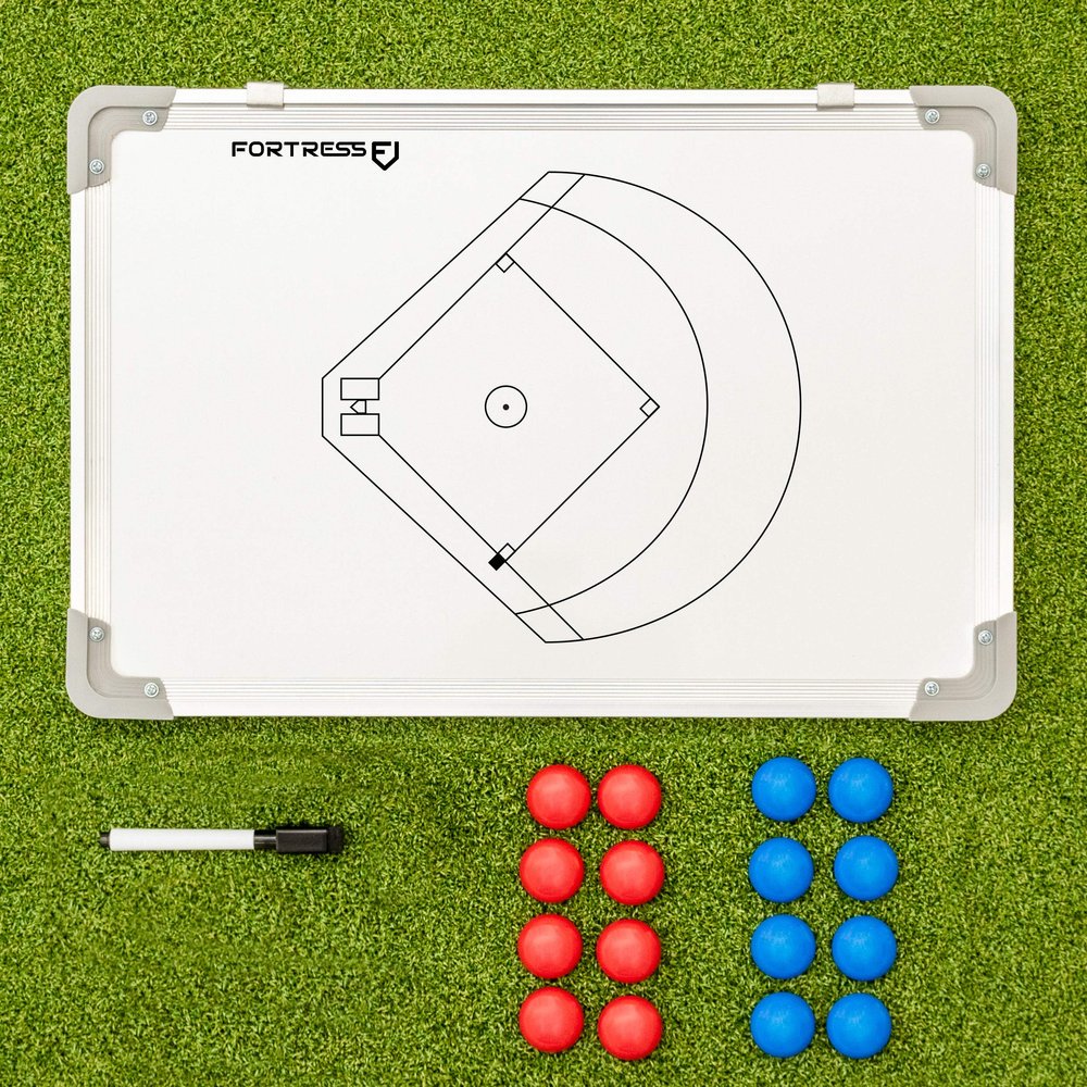 FORZA 18in x 12in Double-Sided Sports Coaching Whiteboard | 13 Sports Options - Magnetic Markers, Pen, and Eraser Included (Baseball, Without Carry Bag)