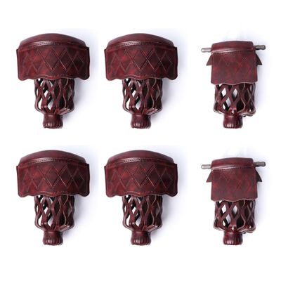 GSE Games & Sports Expert Set of 6 Heavy Duty PU Leather Billiard Pool Table Pockets, Billiard Pool Table Accessories (Dark Cherry, Diamond)