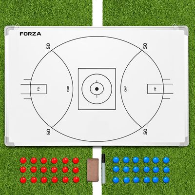 FORZA 35in x 24in Double-Sided Sports Coaching Whiteboard | 13 Sport Options - Dry Erase Board Equipped with Magnetic Markers, Pen & Eraser (Aussie Rules Football, Without Carry Bag)