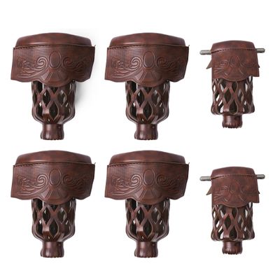 GSE Games & Sports Expert Set of 6 Heavy Duty PU Leather Billiard Pool Table Pockets, Billiard Pool Table Accessories (Walnut, Shield)