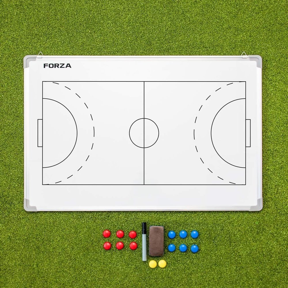FORZA 35in x 24in Double-Sided Sports Coaching Whiteboard | 13 Sport Options - Dry Erase Board Equipped with Magnetic Markers, Pen & Eraser (Handball, Without Carry Bag)