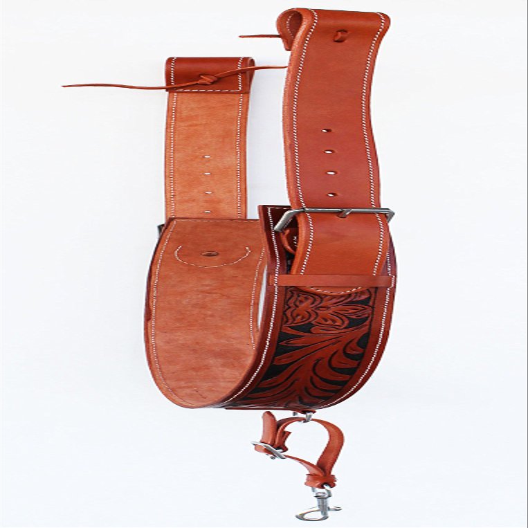 Challenger Western Floral Tooled Leather Rear Flank Back Cinch w/Billets 9776