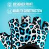Contraband Pink Label 5297 Womens Design Series Leopard Print Lifting & Rowing Gloves (Pair) - Lightweight Vegan Medium Padded Microfiber Amara Leather w/Griplock Silicone (Turquoise Blue, Medium) view 3