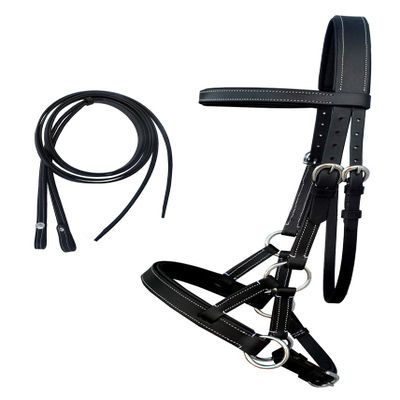 Challenger Tack English Western Horse Leather Bitless Bridle Sidepull Halter Reins Brown 7701BKC