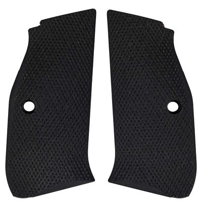 LOK Grips CZ Shadow 2 Palm Swell Checkered G10 Grips Solid Black