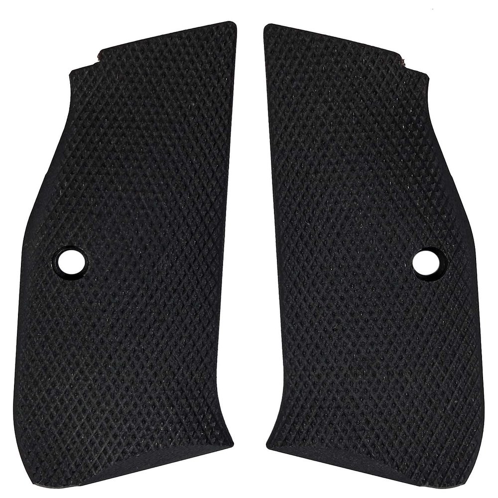 LOK Grips CZ Shadow 2 Palm Swell Checkered G10 Grips Solid Black