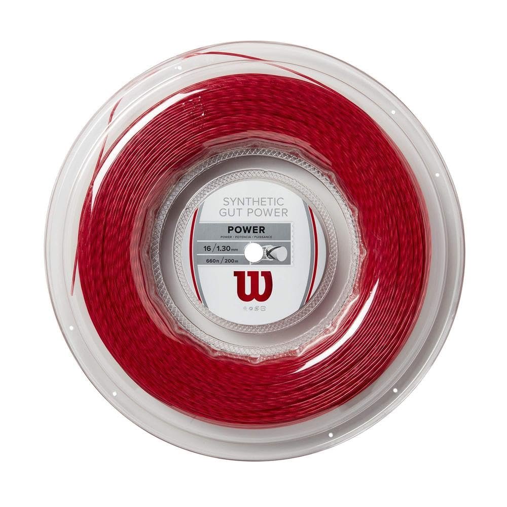 WILSON Synthetic Gut Power 16 Tennis String - 200m Reel, Red