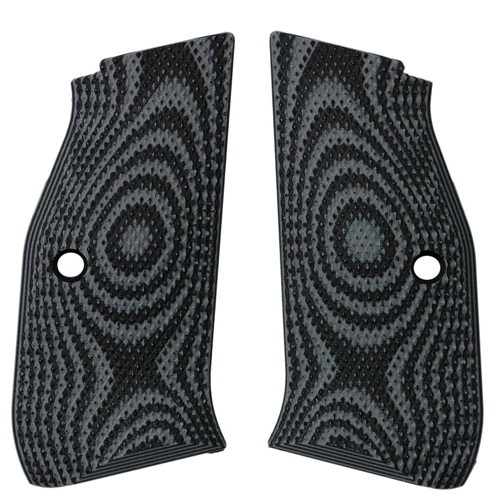 LOK Grips CZ Shadow 2 Palm Swell Checkered G10 Grips Gray/Black
