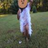 Flydreamfeathers 25 Gram, 4 Feet Long Chandelle Feather Boa, Party, Wedding, Halloween Costume, Christmas Tree, Decoration (White W/Silver Tinsel Color) view 3