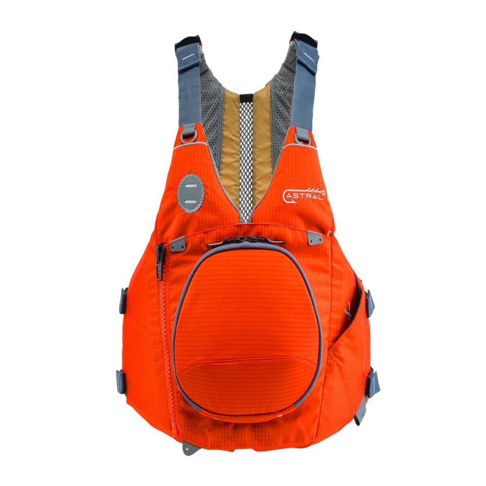 Astral Sturgeon Life Jacket - High-Ventilation USCG Type III PFD Adult Life Vest for Fishing & Touring - Burnt Orange - Small/Medium