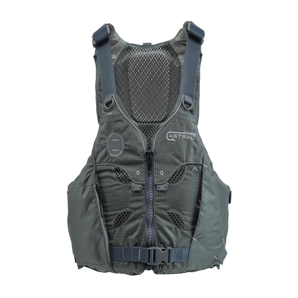 Astral V-Eight Fisher Life Jacket - High-Ventilation USCG Type III PFD Adult Life Vest for Fishing & Touring - Pebble Gray - Large/X-Large