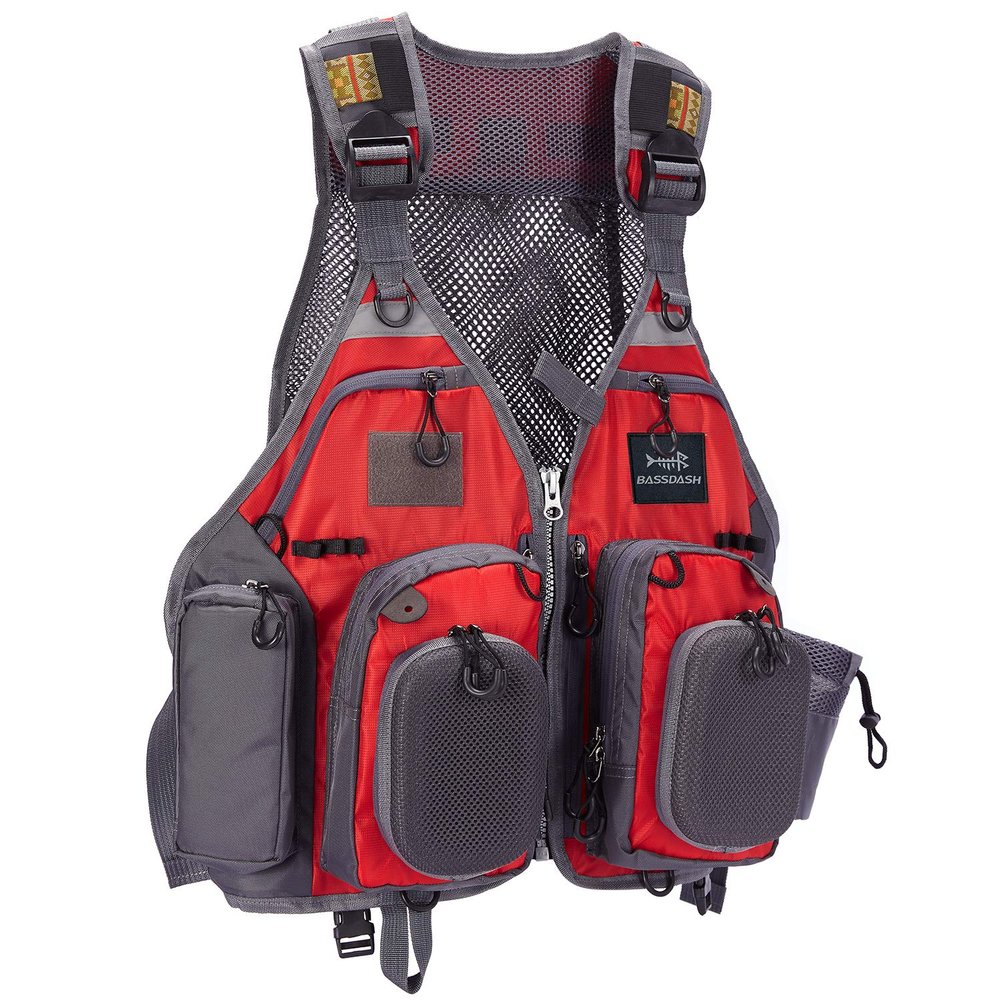 BASSDASH Fly Fishing Vest Multi Pocket Waistcoat Adjustable Size Gifts for Men Women