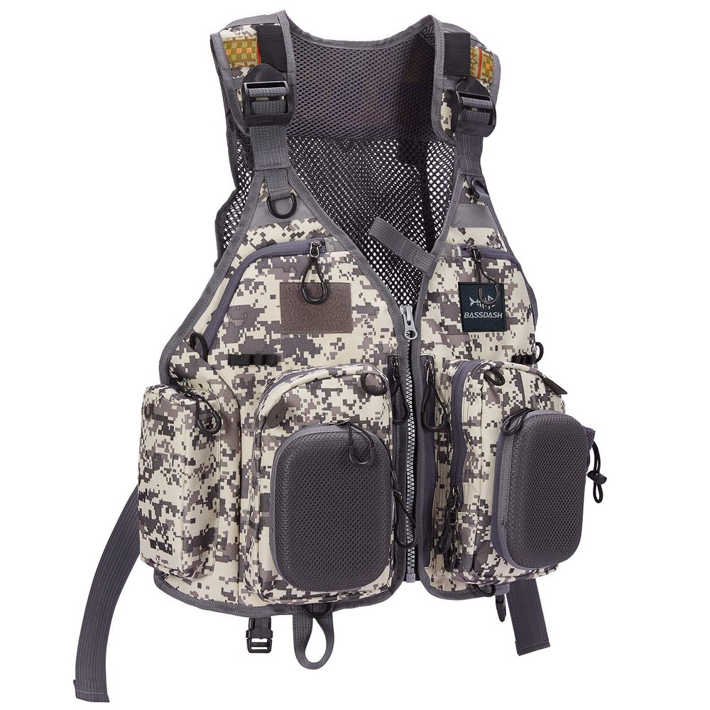 BASSDASH Fly Fishing Vest Multi Pocket Waistcoat Adjustable Size Gifts for Men Women