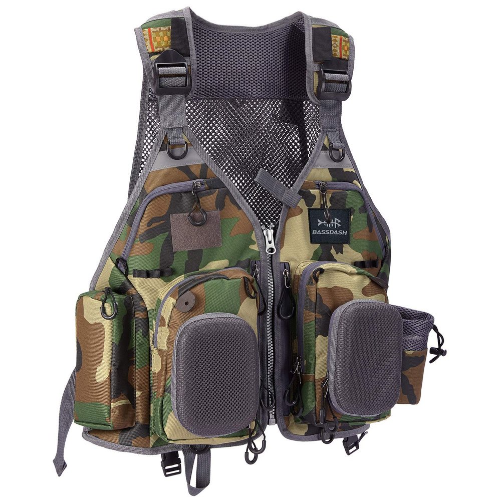 BASSDASH Fly Fishing Vest Multi Pocket Waistcoat Adjustable Size Gifts for Men Women