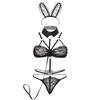 ACSUSS Womens Sexy Lace-up Lingerie Sets Naughty Bunny Uniform Rabbit Cosplay Costumes 2# Black One Size