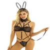 ACSUSS Womens Sexy Lace-up Lingerie Sets Naughty Bunny Uniform Rabbit Cosplay Costumes 2# Black One Size view 2