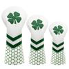 3pcs Golf Club Covers for Driver and Woods - Lucky Clover Golf Driver Headcover, Rotatable #3 5 Fairway Woods Head Cover, Hybrid Headcover - White Synthetic Leather Golf Club Head Covers view 1