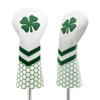 3pcs Golf Club Covers for Driver and Woods - Lucky Clover Golf Driver Headcover, Rotatable #3 5 Fairway Woods Head Cover, Hybrid Headcover - White Synthetic Leather Golf Club Head Covers view 2