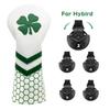 3pcs Golf Club Covers for Driver and Woods - Lucky Clover Golf Driver Headcover, Rotatable #3 5 Fairway Woods Head Cover, Hybrid Headcover - White Synthetic Leather Golf Club Head Covers view 4