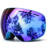 JUJULI Kids Ski Goggles,Interchangeable Double Layer Spherical Lens,OTG Anti-Fog Snowboard Skate Snow Goggles Age 4-16 4300Blue view 1