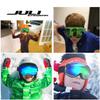 JUJULI Kids Ski Goggles,Interchangeable Double Layer Spherical Lens,OTG Anti-Fog Snowboard Skate Snow Goggles Age 4-16 4300Blue view 2