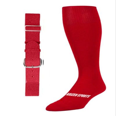 Baseball/Softball Sock & Belt Combo | Mens Womens Youth Baseball Sock & Baseball Belt | Notorious Sports (Red (Scarlet), Medium)